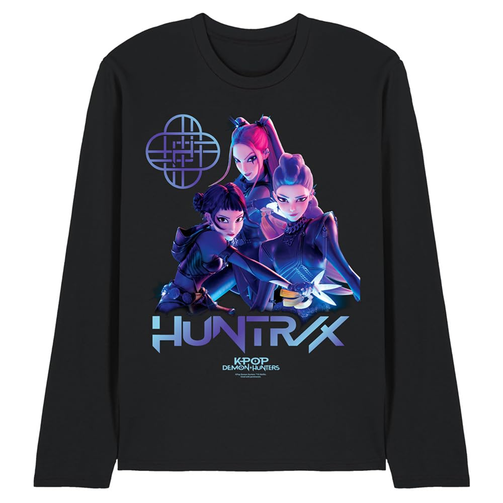 Kpop Demon Hunters Huntrix Demon Hunters Group Unisex Long Sleeve T Shirt, Black, Medium