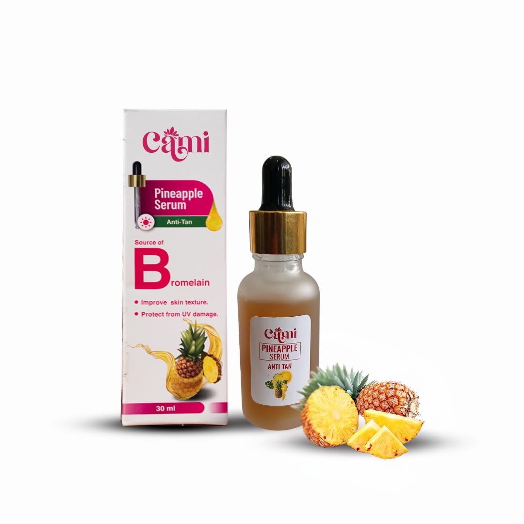 cami pineapple anti-tan serum, 30ml, with bromelain for skin brightening and texture improvement