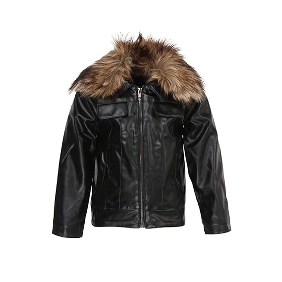 STOP by Shoppers Girls Zip Through Fur Neck Solid Jacket