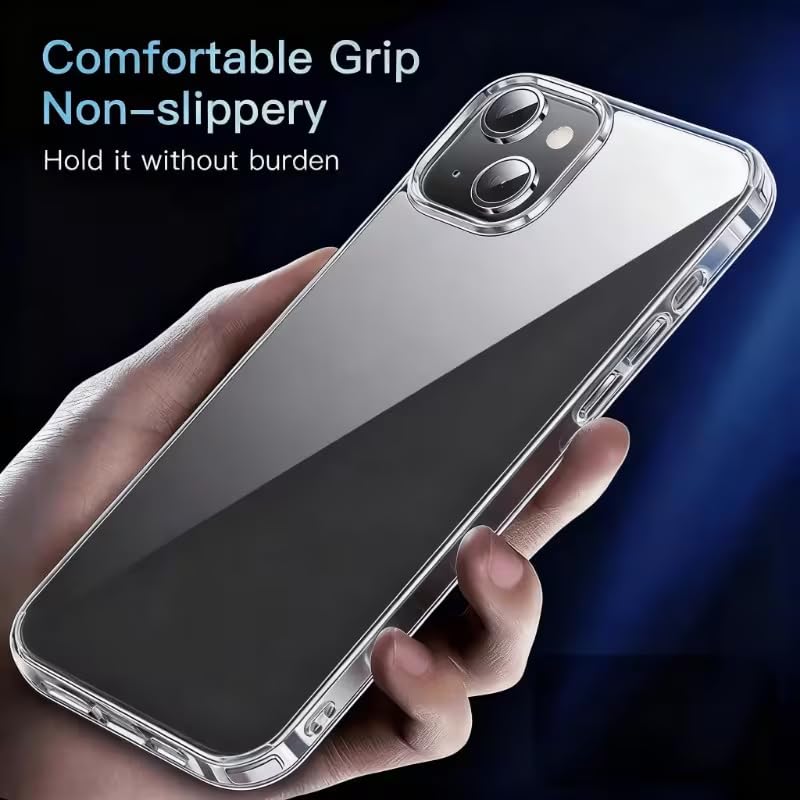 Image of DIZORO Crystal Clear Back Case Cover for iPhone 13 / iPhone 14 Non Yellowing Transparent Cover |Hard Back Cover Clear Case for iPhone 13 / iPhone 14 with Anti-Yellow (PC, Transparent)