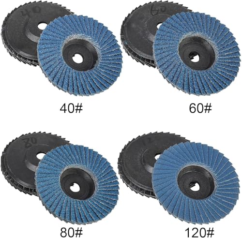 Fächerscheiben Lamellenscheiben,Flap Discs Set,8 Stück Schleifscheiben Schleifmopteller,ø 76 mm x 10 mm Korn 40/60/80/120,mischen Set Lamellen Schleifscheibe Schleifmop Flap Disk für 10,8-12V.