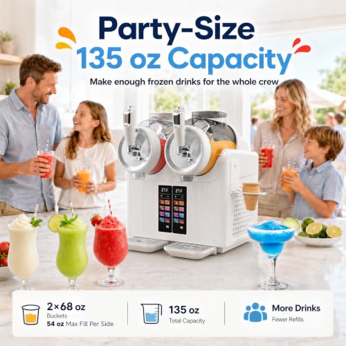 Image of SYINTAO Dual Tank Slushie Machine for home,135oz Soft Serve Ice Cream Maker