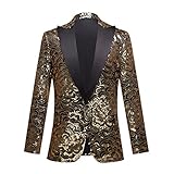 CARFFIV Men Fashion Colorful Pattern Sequins Suit Jacket (Chrysanthemum, XL)