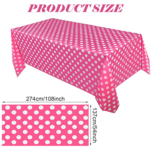 3 Pieces Plastic Polka Dot Tablecloth Rectangular Pink And White Polka Dot Tablecloth 54 X 108 Inches Black And White Polka Dot Table Cover For Mouse Themed Party Birthday Party Decorations #TOP1