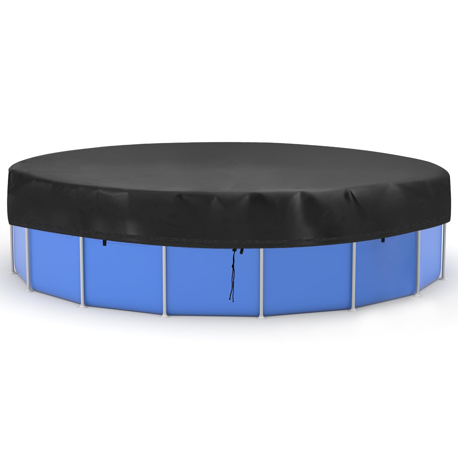 QWORK® Cobertor Piscina Redondo 460cm, Lona Cobertor Piscina, Lona Protección UV, 420D Oxford, Negro