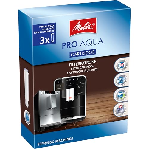 Melitta Filterpatronen Pro Aqua (3 Patronen) – Kalkfilter für Kaffeevollautomaten, verhindern Kalkablagerungen & reduzieren Schadstoffe für den besten Kaffeegeschmack