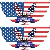 2PCS America 250th Anniversary Flag, 1.5x3 FT 1776-2026 US Semiquincentennial Bunting Fan Flags with Nylon Ropes for Outdoor Porch Fence Wall, Patriotic American Celebration Decor