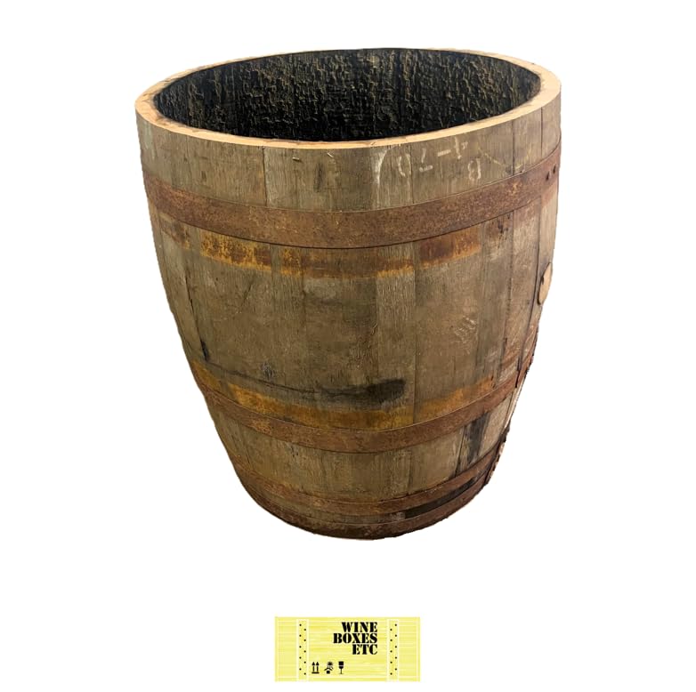 62cm Wide + 65cm Tall - Genuine Oak Barrel Wooden Planter Garden Window Flower Shrub tree Wine Whiskey large