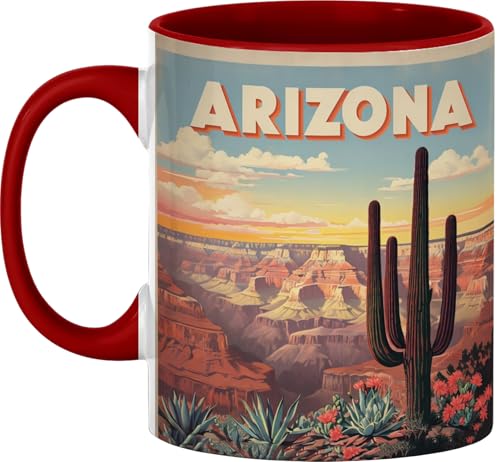 Taza de cerámica roja estilo desierto 15 oz miniatura 1