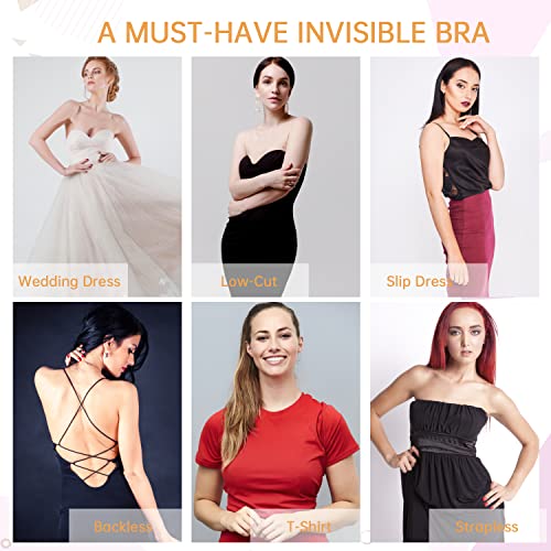 Image of Nimiah Adhesive Bras Strapless Sticky Bra - Invisible Push up Silicone Breast Cups for Women Reusable Seamless Stick on Bra for Backless Dress Tops Fits B Cup Size Creme