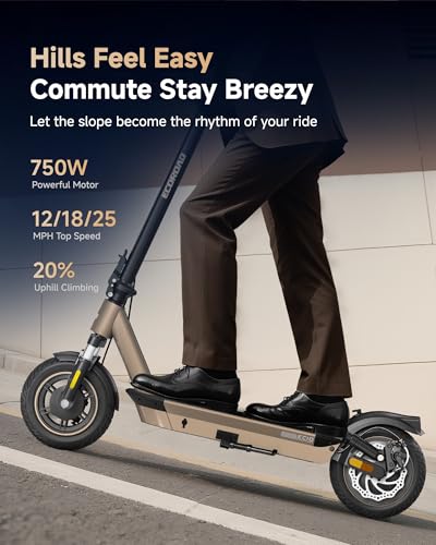 Image of ECOROAD Electric Scooter for Adults, 750W Motor & 25 MPH & 30-35 Miles Long Range, 8.5&10 inch Tires with Dual Suspension, Foldable Commuting E Scooter with App Control