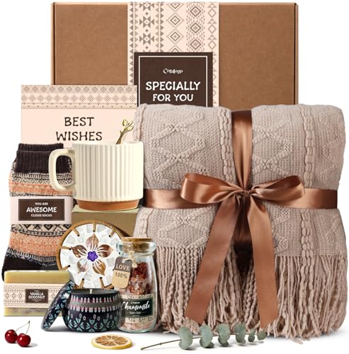 Boho Spa Gift Basket for Women - Unique Bohemian Basket with Soft...