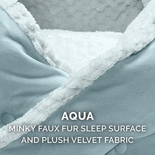 Image of Furhaven 18 inch Round Pet Bed for Indoor Cats & Small Dogs, 100% Washable, For Pets Up to 14 lbs - Minky Plush & Velvet Hug Bed - Aquamarine, 18-inch