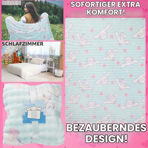Get Trend Cinnamoroll Sanrio Kuscheldecke 130x150 cm Flauschige Fleece Decke, Lizenziert, für Bett, Sofa & Reise… – Ansicht 3