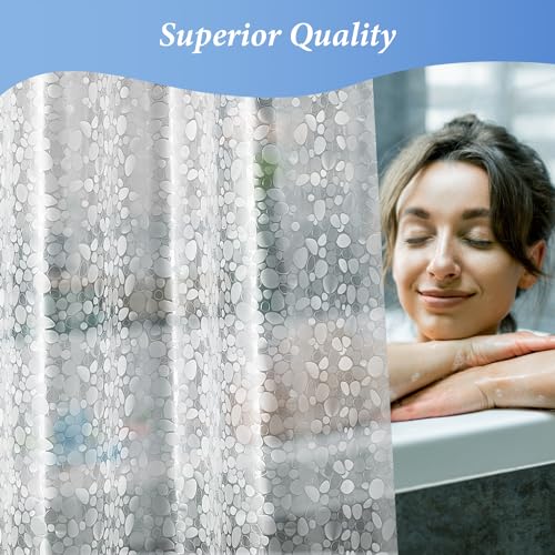 LEMON CLOUD Shower Curtain, PEVA Waterproof and Mould Resistant, Weighted Hem Bathroom Curtains with 3 Magnets and 12 White Plastic Hooks (Cobblestone, 180x180 cm) - Image 7