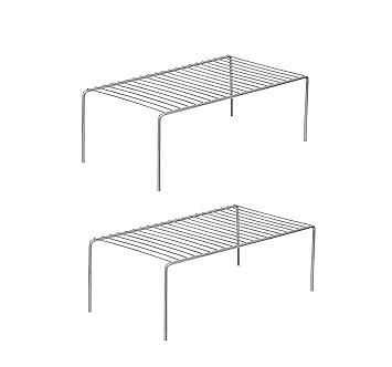 NH10 DESIGNS Stainless Steel Utensils Dish Rack/Multipurpose Rustproof Shelf/Storage Shelves/Stand For Home & Kitchen Cabinet, Cupboard & Pantry (Pack Of 2, Nhsp, Under Cabinet, Floating Shelves) - image, photos