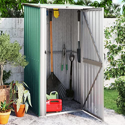 Tidyard Garden Shed Garden Tool Shed Steel Outdoor Garden Storage Shed With Roof, Lockable Gardening Tool Storage, Garden Storage Furniture Green 118.5x97x209.5 cm Galvanised Steel
