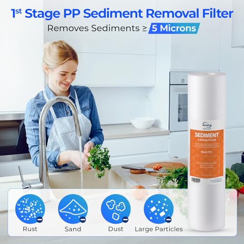 ispring f3 nsf certified 6-month prefilter replacement water filter cartridge pack set for standard reverse osmosis ro systems