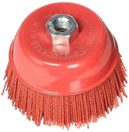 6 Nylon Infused 4" Abrasive Bristle Cup Brush Wheel Wire 5/8-11 Polisher Grinder