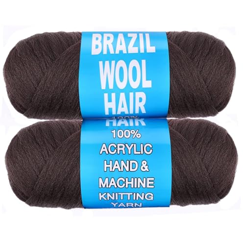 Mscat 2 rollos de pelo de lana brasileña marrón oscuro para trenzas, 2 unidades de hilo acrílico para mujeres negras, trenzas sintéticas, extensiones de pelo trenzado, 4#