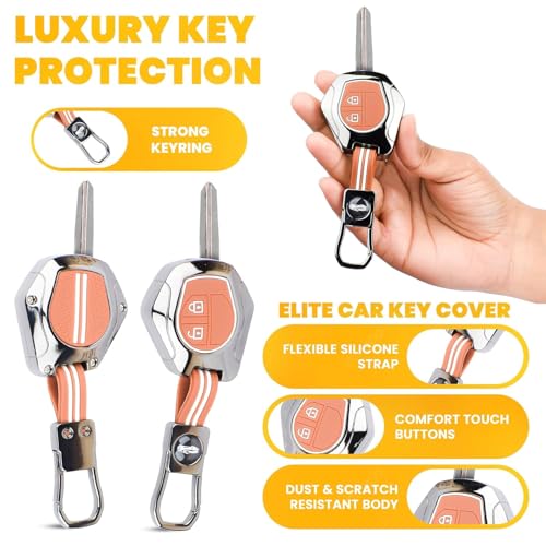 Image of Metal Key Cover Compitable for Suzuki Swift | Ertiga | Wagonr | Celerio | Swift Dzire | Alto | Fronx | Breza | S Presso | Ignis 2 Button Remote Key (Brown)