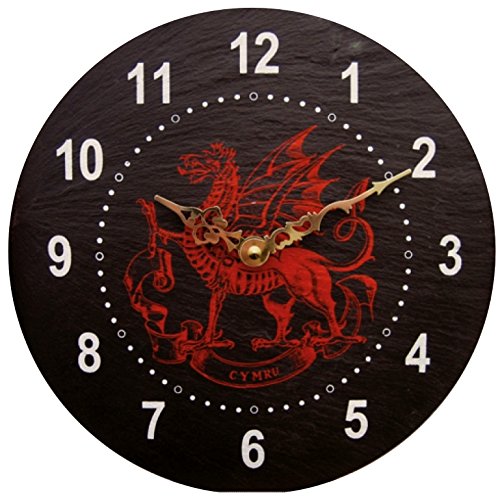 Welsh Slate Dragon Wall Clock 6"