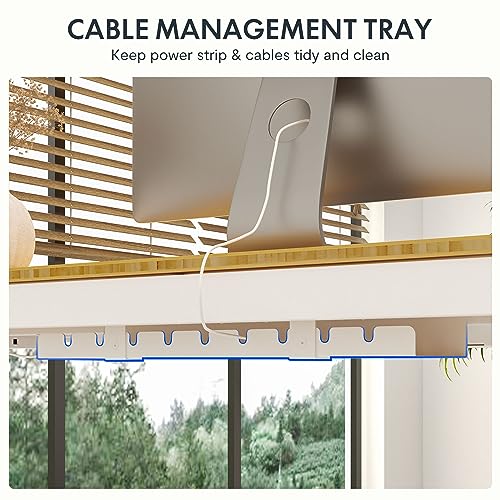 SANODESK Standing Desk with Drawer,Dual Motor 3 Stage Electric Height Adjustable Home Office Desk with Storage & Wireless Charging, 55 inch Bamboo Tabletop/White Frame - Image 5