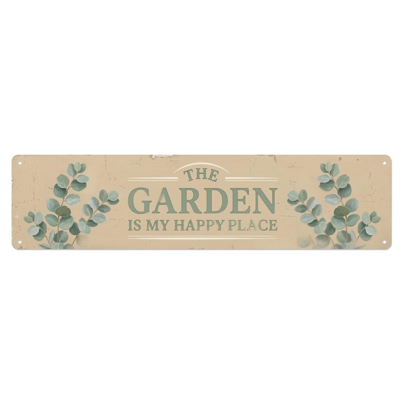 Vintage The Garden Is My Happy Place Eucalyptus Sage Metal Tin Sign