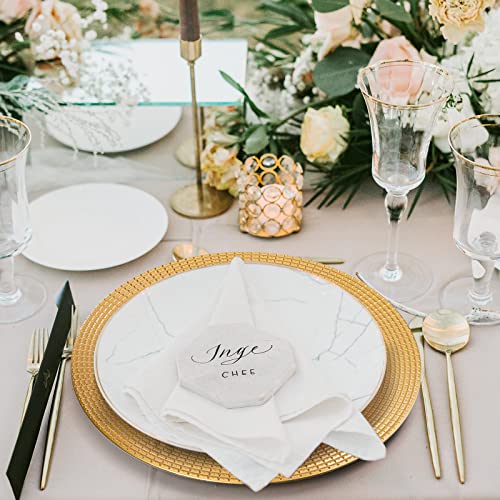 Image of Hiceeden 12 Pack Gold Charger Plates for Dinner Plates, 13 inch Round Plastic Chain Shaped Charger Service Plates, Decorative Chargers Bulk for Table Setting, Wedding, Party, Event