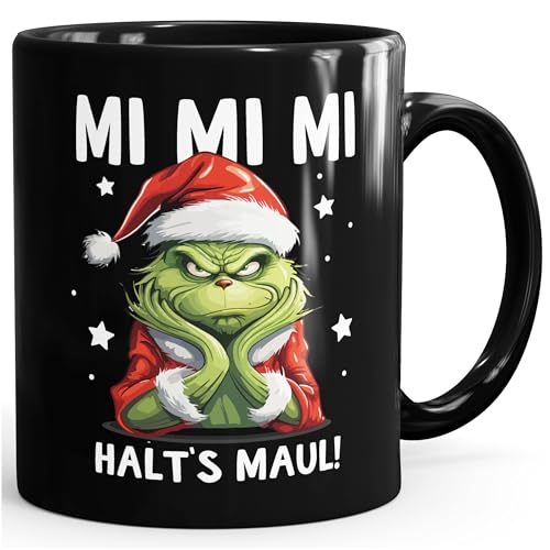 MoonWorks Tasse Weihnachten Mi Mi Mi Halts Maul Geschenkidee Weihnachtsnörgler Weihnachtsmuffel Schwarz standard