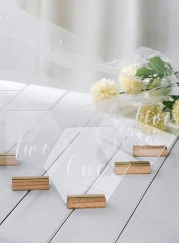 Miniatura 3 de Vinisong Números de mesa de boda, números de mesa de acrílico, números de mesa para recepción de boda, números de mesa hexagonales, números de mesa