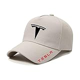 YITOJN Baseball Cap for Tesla Model 3 2017-2023, Classic Adjustable Cotton Cap, Retro Car Logo Hat for Men Women Stylish Racing & Motorcycle Cap,Beige-C