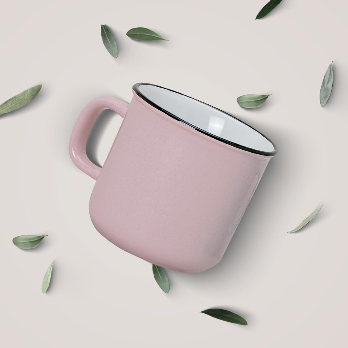 Tassen 36er Set Emaille Optik in gelb blau rosa - Retro Keramik Kaffeetassen in 300ml für Tee Kaffee Cappuccino - Süße Kaffeebecher spülmaschinenfest und mikrowellengeeignet als Geschenk