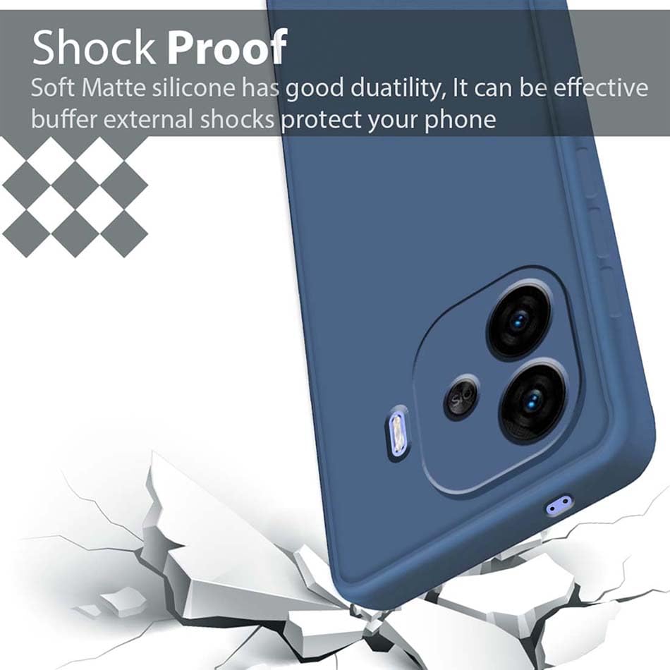Image of Fashionury Liquid Silicon Back Cover for iQOO Neo 10R 5G | Camera Protection | Anti-Fingerprint | Inner Velvet Fabric | Ultra Slim Case (Blue)