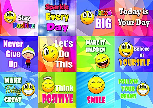 Creanoso Positive Sayings Emoji Stickers (10-Sheet) , Waterproof, Unique Personalized Themes Designs, Any Flat Surface DIY Decoration Art Decal for Boys & Girls, Children, Teens