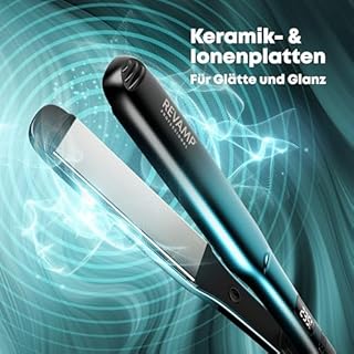 REVAMP Ultra X Shine Lisseur Céramique - Fer à Lisser Plaques Larges pour Cheveux Longs, Épais, Boucles - Chauffe Ultra Rapide, Lisseur Professionnel
