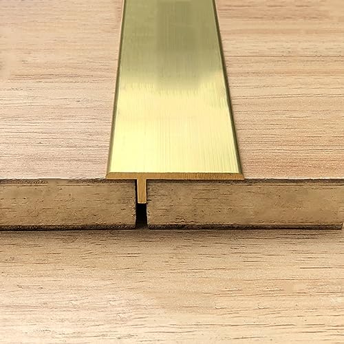 T Shaped Flooring Transition Strips, Heavy Duty Brass Edging Trim for Wooden Flooring, Seam Binder and Ramp Reducer