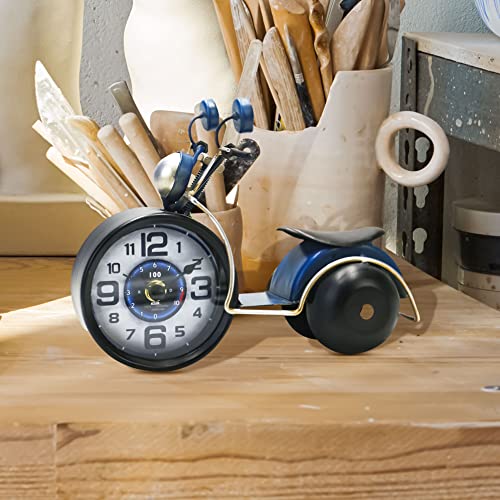 Metal Motorcycle Desk Shelf Clocks Digital Clock For Bedroom, Gift For Men Non Ticking Battery Operated Retro Industrial Style Small Clock For Home Office School Kitchen Bathroom Living Room Garage #TOP2