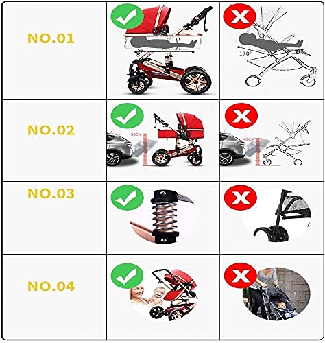 Zhiding Babykar 3 in 1 Opvouwbare buggy 49-wheeler, kinderwagen met extra grote luchtwielen, voor kinderen schakelbare fietswalking, lange reis voor pasgeboren en peuter (Color : Pink) - Afbeelding 5