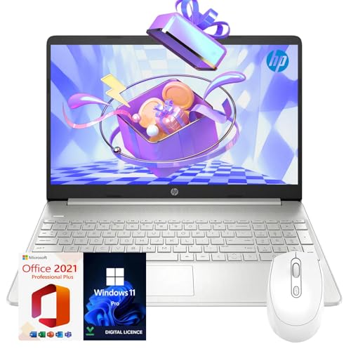 HP 15.6 Portable Touchscreen Laptop - Windows 11 Pro & Microsoft Office 2021, HD Display, Intel Core i3-1215U (up to 4.4GHz), 32GB RAM, 1TB SSD, Intel UHD Graphics, Wi-Fi, 10h Long Battery Life