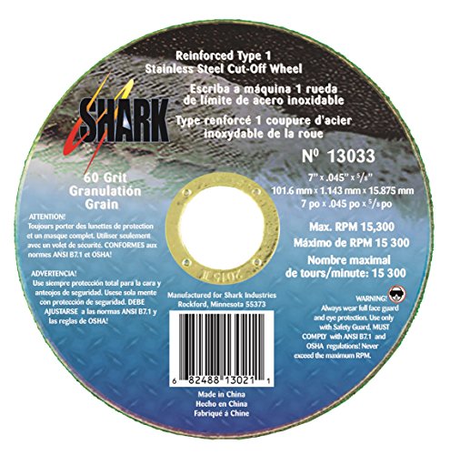 Shark Welding 13033 Shark 7-Inch by 0.045-Inch by 7/8-Inch Ss 60-Grit Type 1 Cut-Off Wheel, 25-Pack