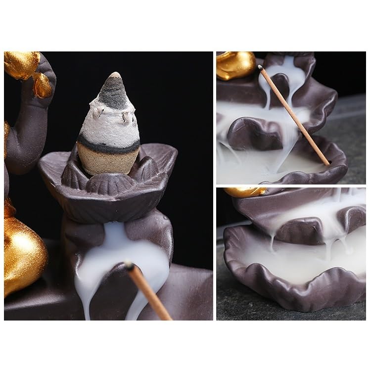 Quemador de Incienso Quemador de Incienso de reflujo Creativo, Quemador de aromaterapia de Madera de agar de sándalo, decoración del hogar y la Oficina Quemador de Incienso en Cascada