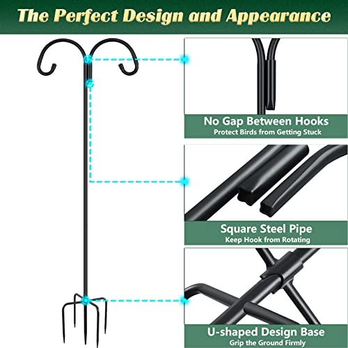Gtongoko 92 Inch 2 Pack Adjustable Double Shepherd Hook For Outdoor With 5 Prong Base, 5/8 Inch Thick Heavy Duty Bird Feeder Pole For Bird Feeder Lanterns Weddings Decor #TOP2