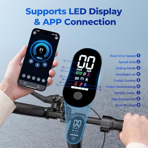 Image of Electric Scooter Adults, 500W Powerful Motor Commuting Scooter, 21 MPH Max Speed, 21 Miles Range Lightweight Folding E-Scooter, Bluetooth Smart App Control, 8.5 inch Tires Dual Braking System