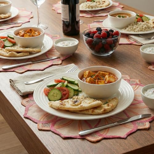 Image of Kuber Industries 4 Pcs Set PVC Round Side Table Mats | Reusable Dining Table Mat for Party, Wedding and Family Functions | Multi Leaf Design - Golden