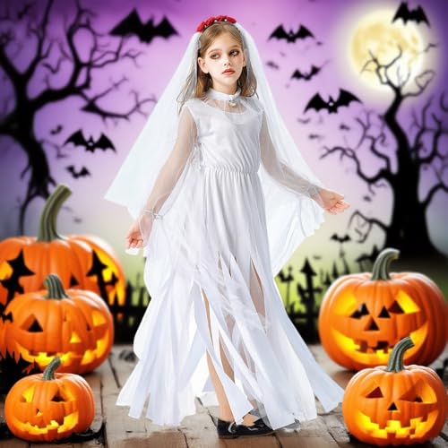 Disfraces de Halloween para gótico vestido largo de fiesta mujer con malla rosa y tocado 3