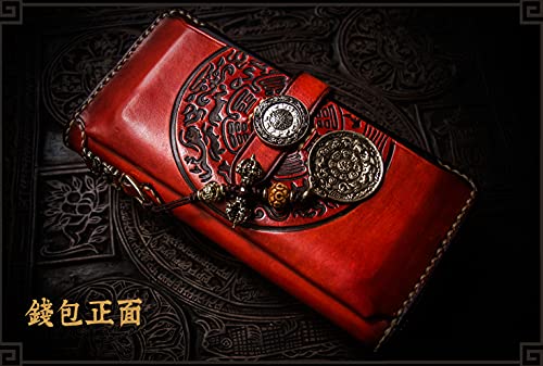 Daifuku First layer cowhide Zip Around Wallet Zipper Clutch Purse Coin Card Slots Collection wallet for men and women (C)4