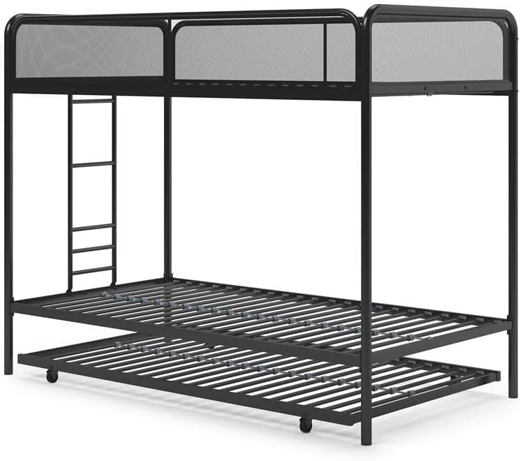 DHP Triple Metal Bunk Bed Frame, Black, Twin