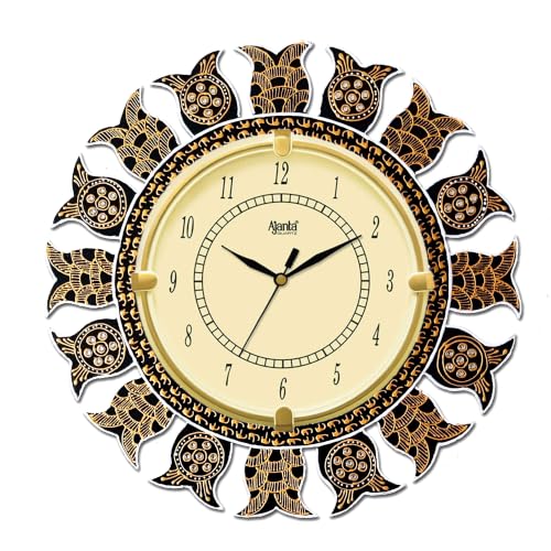 Image of Ajanta Mandala MDF Wooden Wall Clock for Home Decor 33 cm