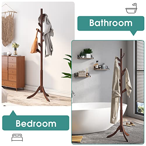 Viewcare Coat Rack Free Standing, Bamboo Coat Stand With 8 Hooks, Coat Tree For Entryway, Hallway, Corner, Bedroom & Office, 3 Adjustable And Sturdy Coat Rack For Coats, Hats, Scarves, And Handbags #TOP4
